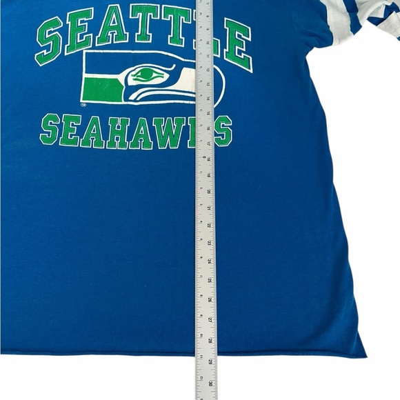VINTAGE Seattle Seahawks Jersey Tee – Royal Blue with Striped Sleeves - Picture 7 of 16